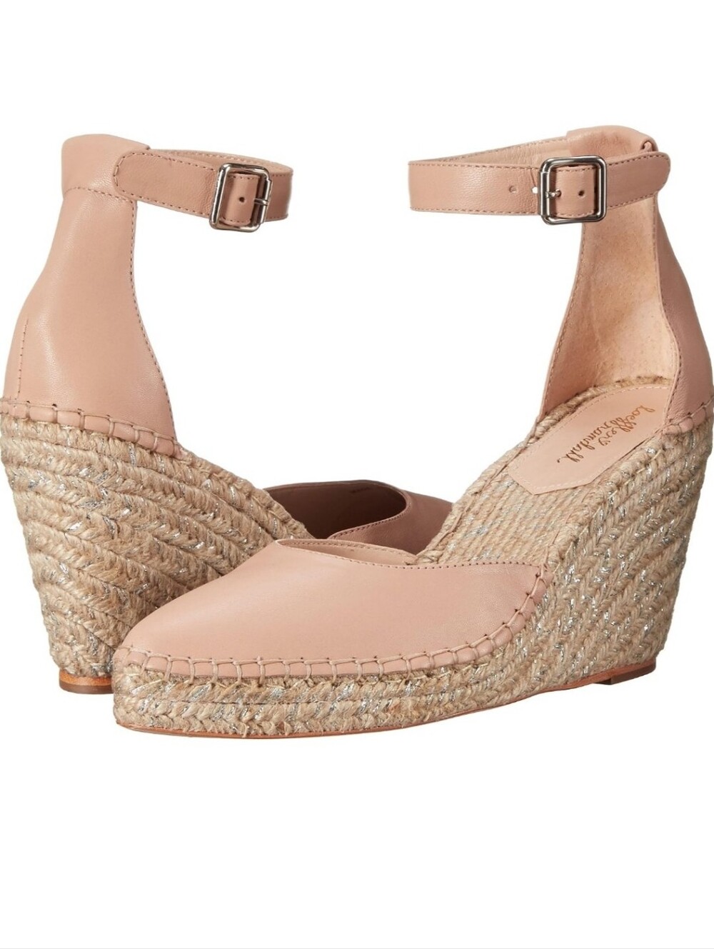 Loeffler Randall "Milly" Nude Leather Espadrille Wedge With Ankle Strap, 8B